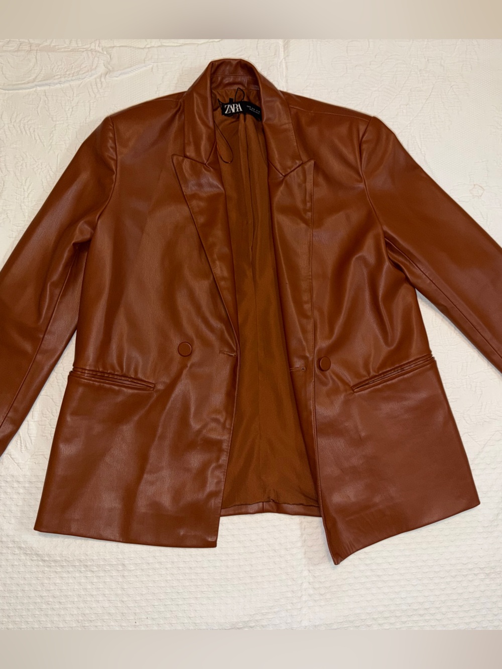 ZARA Women's Faux Leather Blazer
